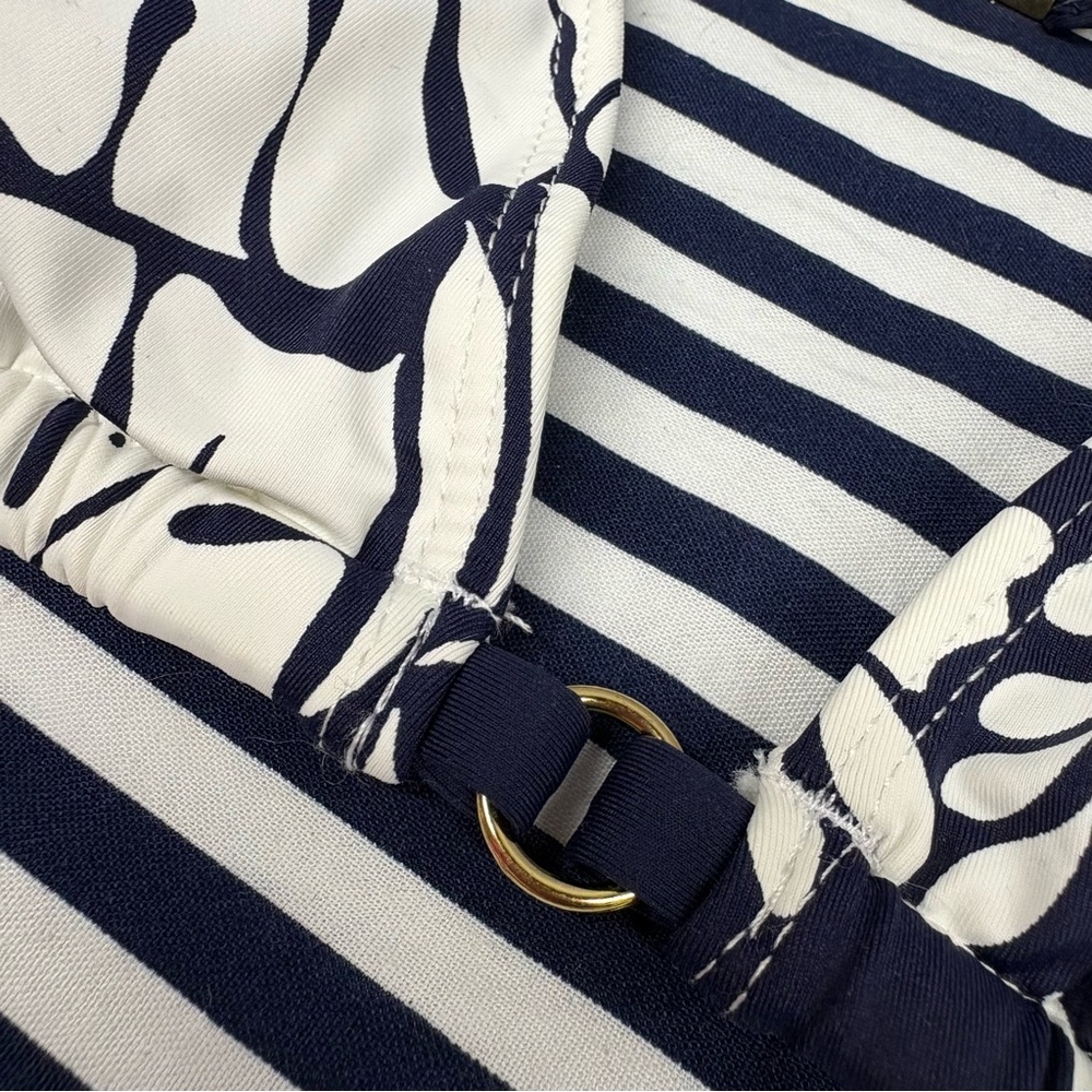 LA BLANCA Navy White Leaf Print Bikini Top Size 4 - Picture 2 of 10